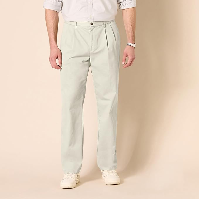 Pantalon Plissé Infroissable Gris Pierre A