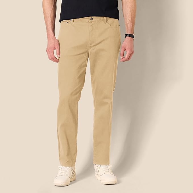 Pantalon Sergé Stretch Brun Kaki Foncé G