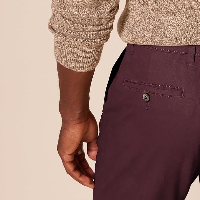 Pantalon Chino Extensible Style décontracté Bordeaux B