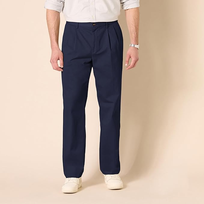 Pantalon Plissé Infroissable Bleu Marine A