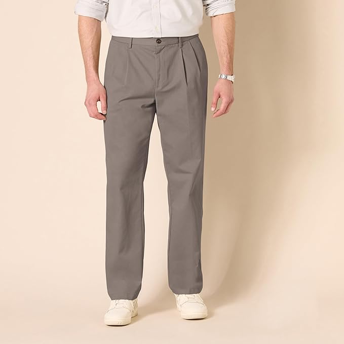 Pantalon Plissé Infroissable Brun Foncé A