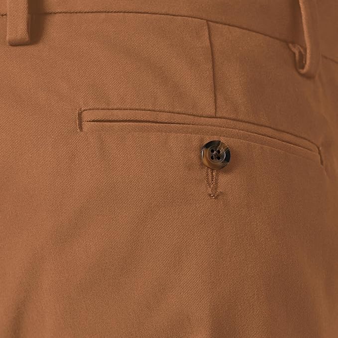 Pantalon Chino Infroissable Brun Kaki Foncé E