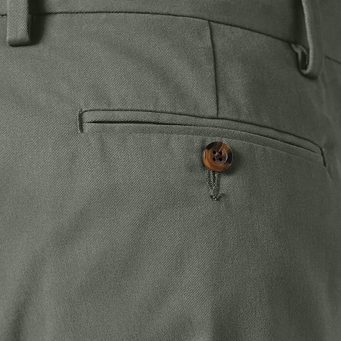 Pantalon Chino Infroissable Olive Foncé E