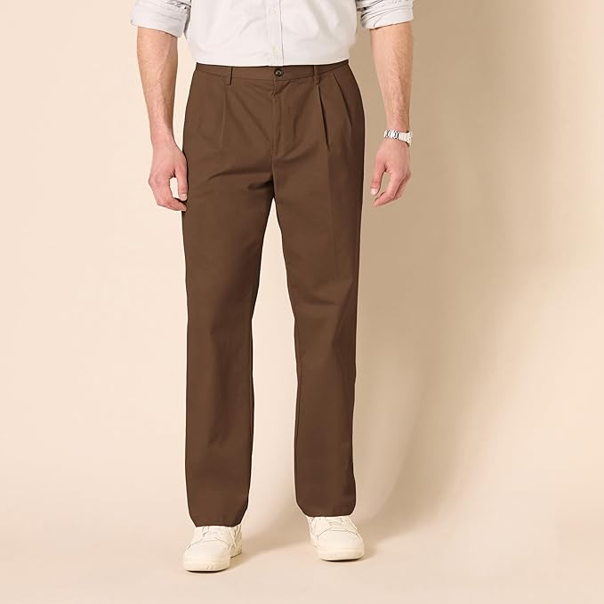 Pantalon Plissé Infroissable Brun A