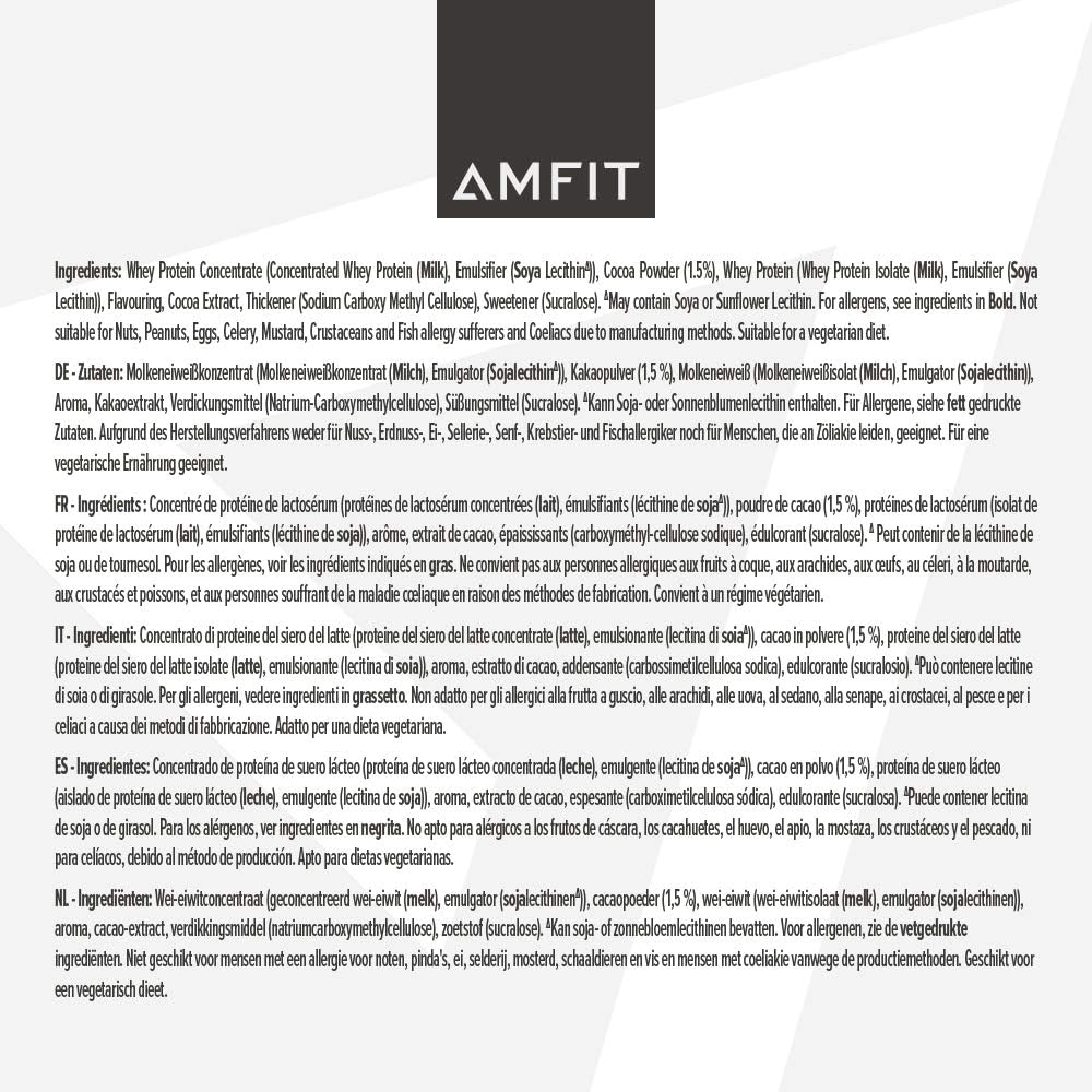 Amfit Nutrition Whey Protein Powder 1kg Chocolate