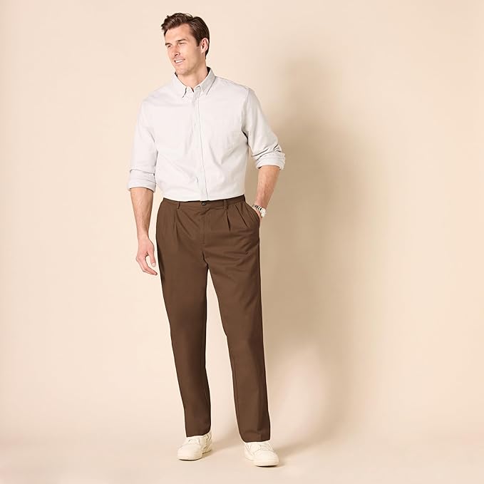 Pantalon Plissé Infroissable Brun A