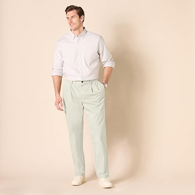 Pantalon Plissé Infroissable Gris Pierre A