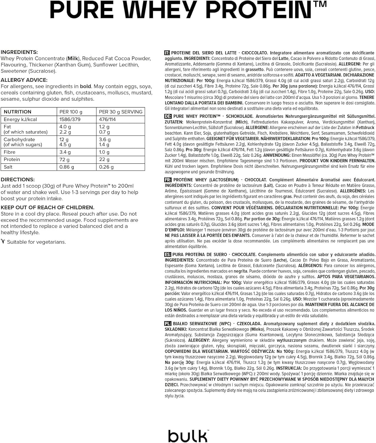 Bulk Pure Whey Protéine en Poudre