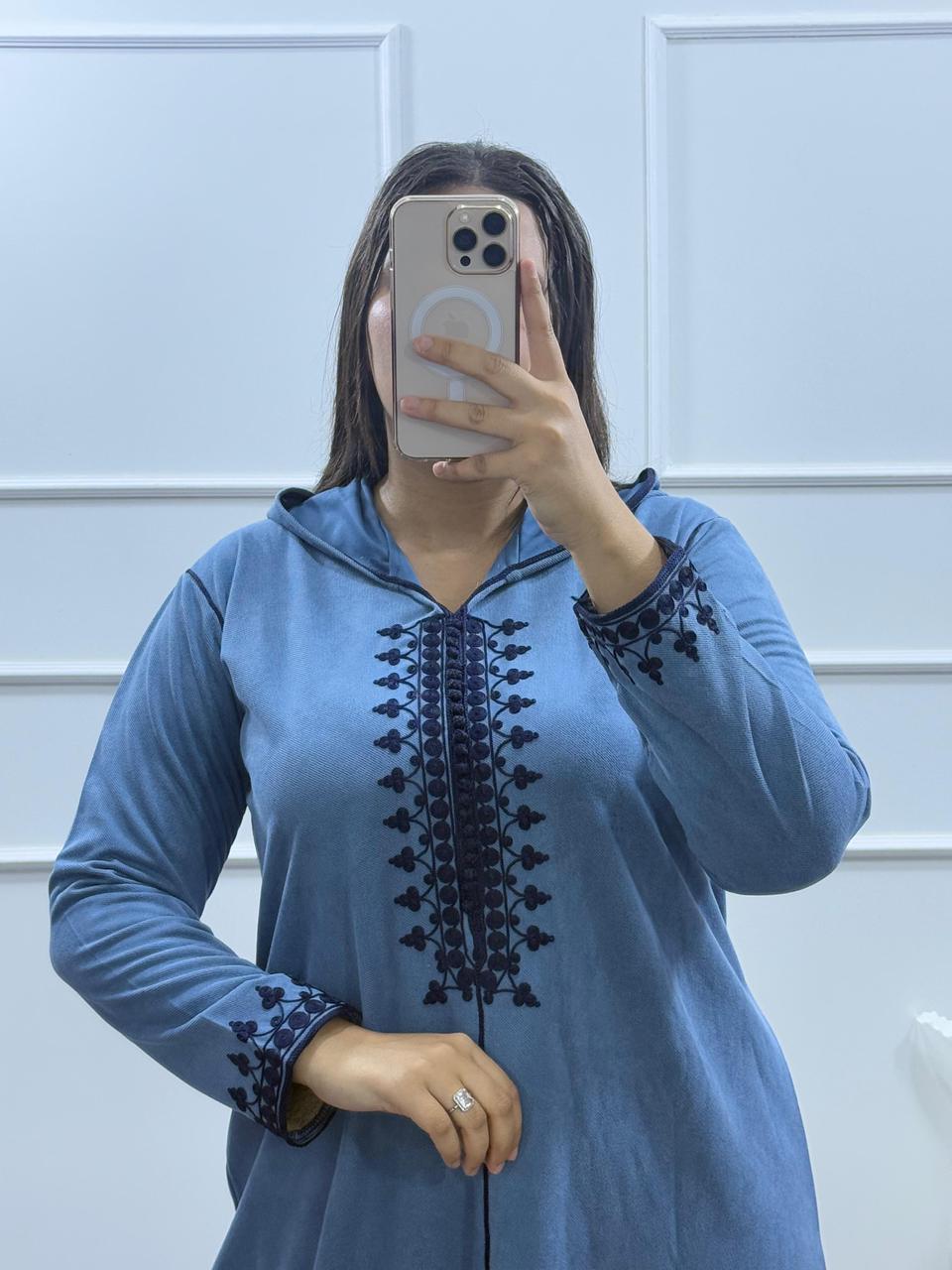 Jellaba de couleur Bleu Ardoise