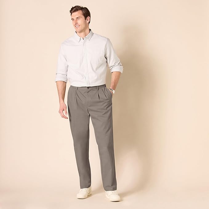 Pantalon Plissé Infroissable Brun Foncé A