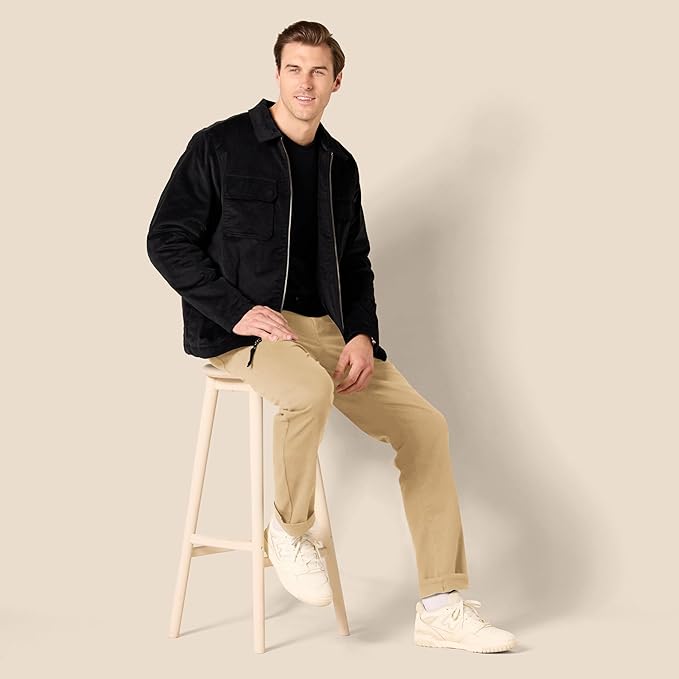 Pantalon Sergé Stretch Brun Kaki Foncé G