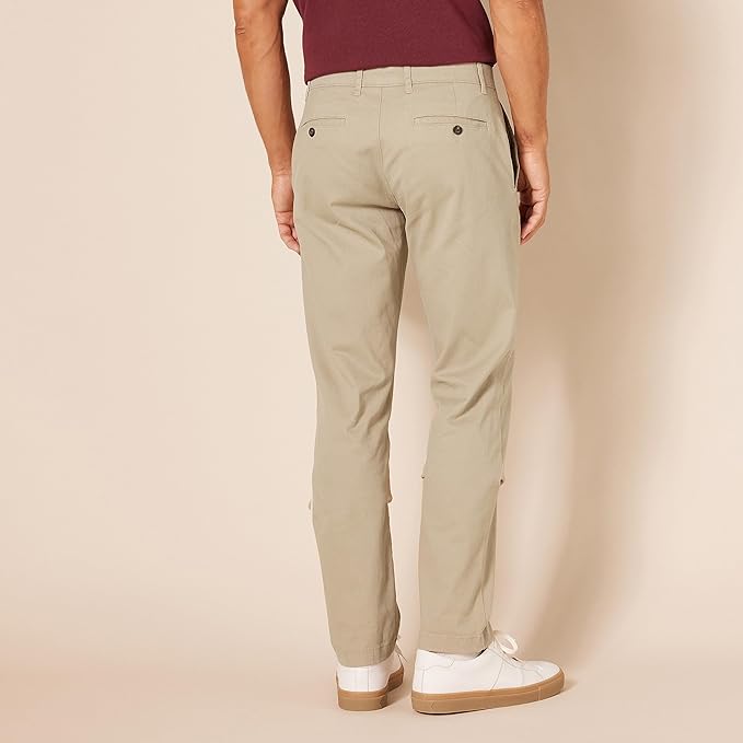 Pantalon Chino Extensible Style décontracté Brun Kaki B
