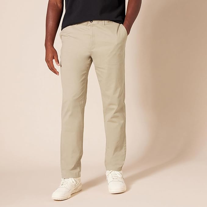 Pantalon Chino Extensible Style décontracté Brun Kaki B