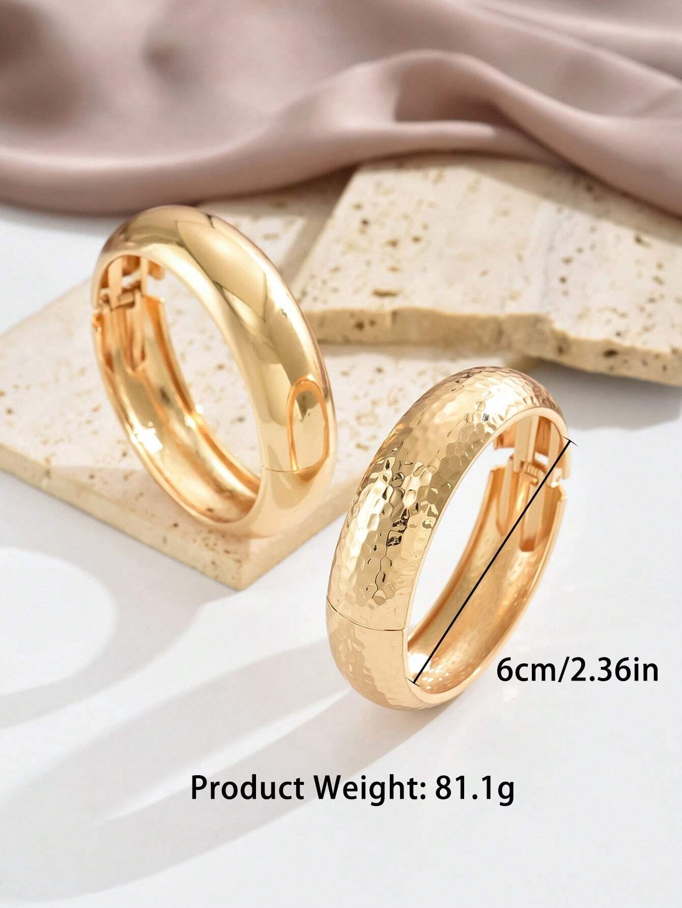 1 paire (2 pièces) Bracelets joncs en métal