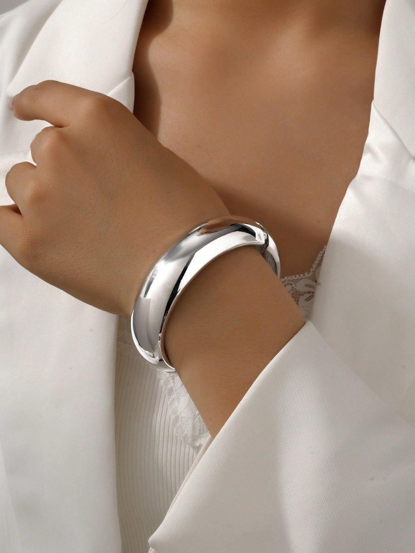 1 paire (2 pièces) Bracelets joncs en métal