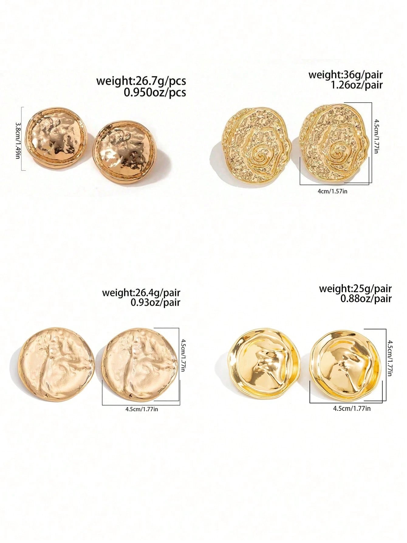 1 paire de boucles d'oreilles rondes