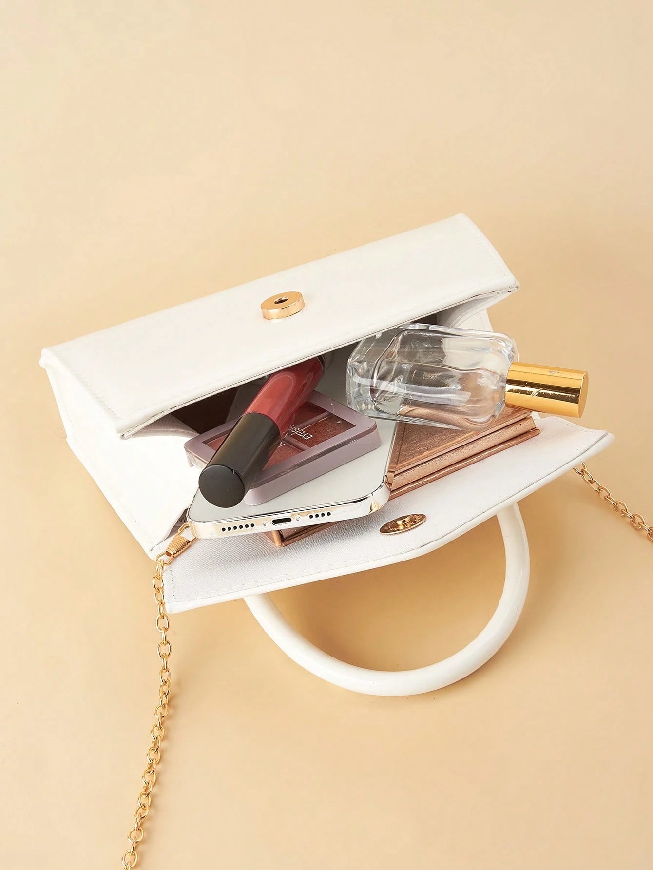 Sac à main miroir de couleur unie Blanc