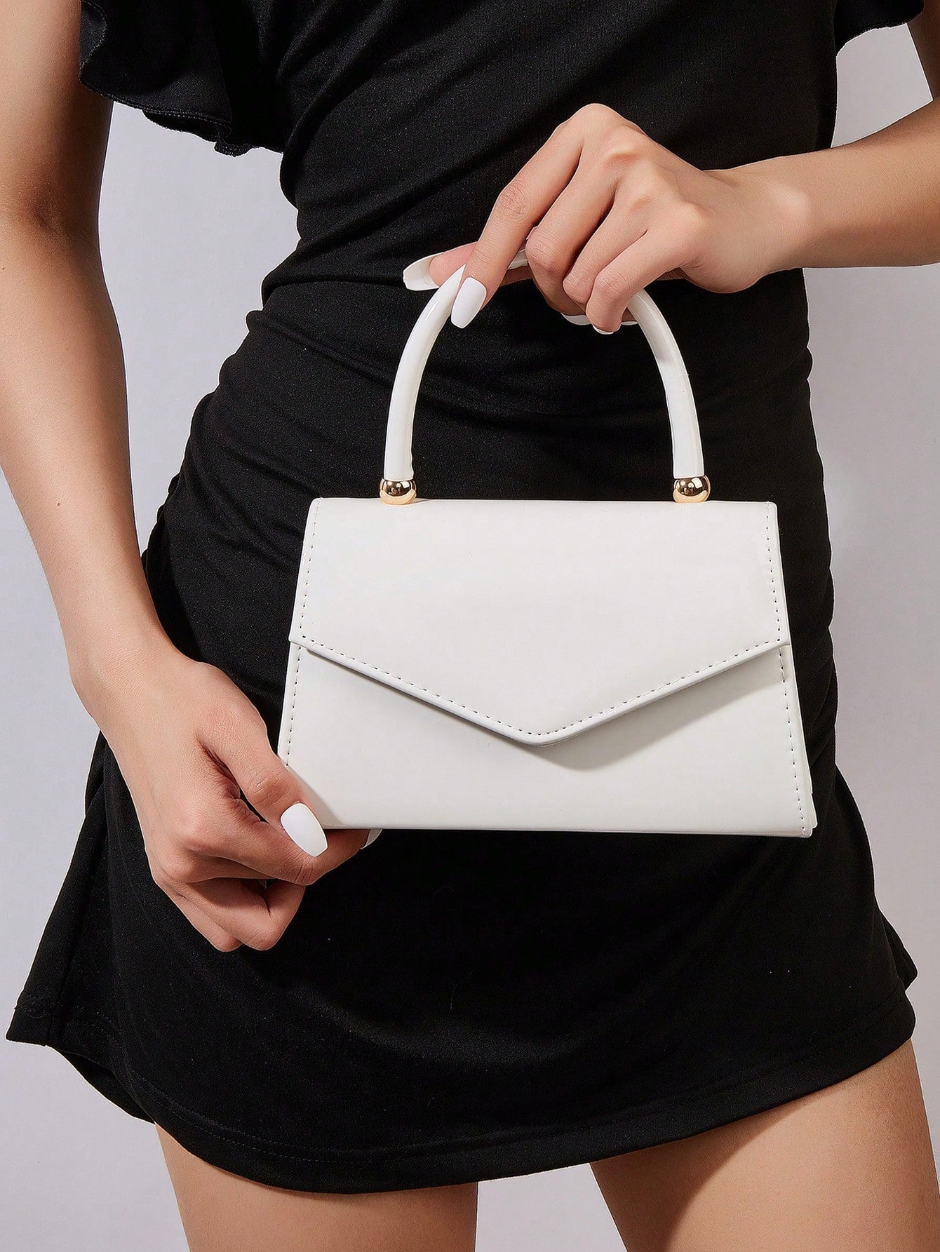 Sac à main miroir de couleur unie Blanc