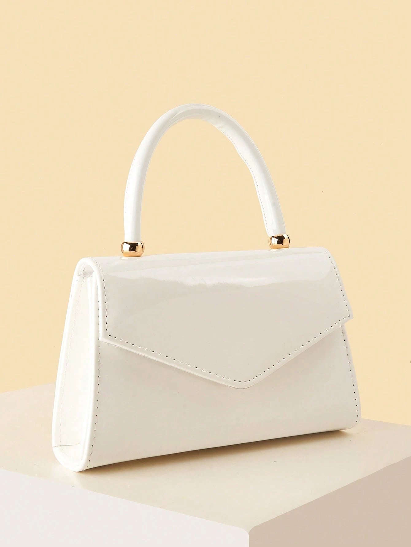 Sac à main miroir de couleur unie Blanc