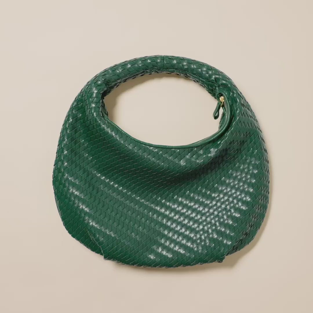 Charger la vidéo : Sac à Bandoulière Tissé Vert F