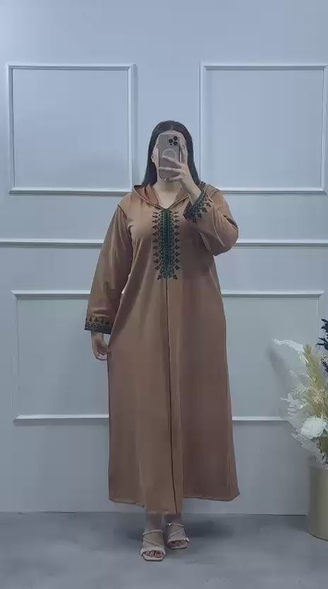 Charger la vidéo : Jellaba Beige caramel