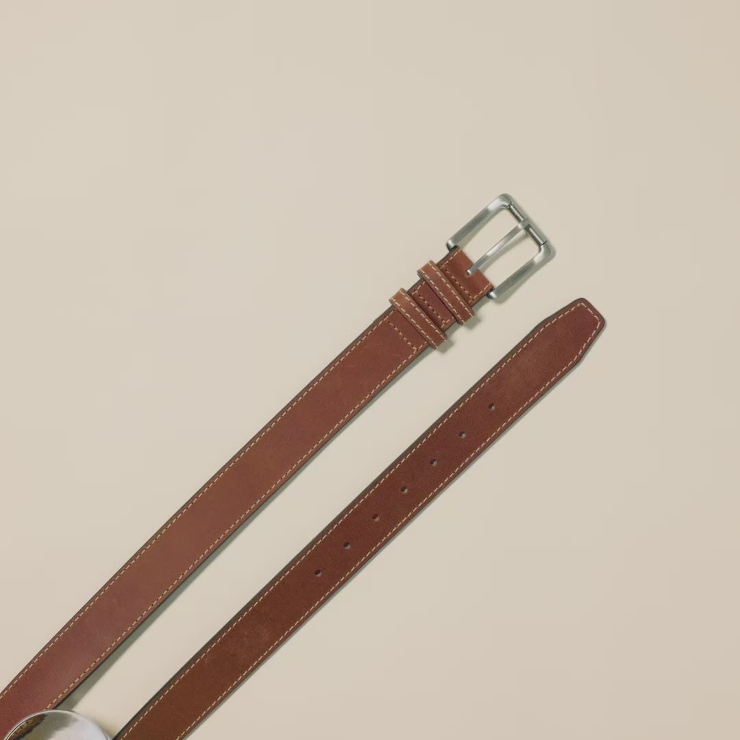 Charger la vidéo : Ceinture en Cuir Havane A