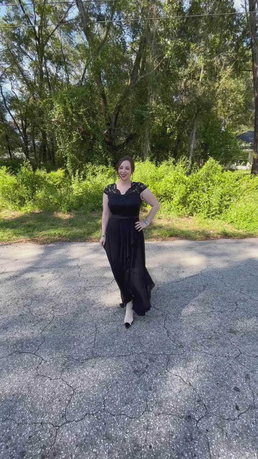 Charger la vidéo : Robe Longue de Soirée Noir-1 H